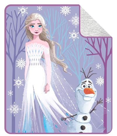 Franco Disney Die Eiskönigin 2 Kinder-Bettwäsche, weicher Plüsch-Sherpa-Decke, Überwurf, 127 x 152,4 cm, offizielles Lizenzprodukt
