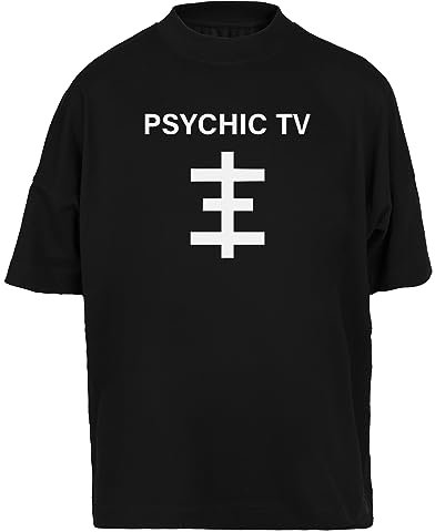 Psychic Tv Herren Baggy T-Shirt Herren Damen Unisex Schwarz Bio-Baumwolle Tee Men's Black