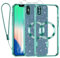 Kokio Handykette für iPhone X/XS Hülle mit Band, [Kompatibel mit MagSafe] Glitzer Magnetisch Handyhülle für iPhone X mit 2 Stück Schutzfolie Stoßfeste Silikon Schutzhülle, Grasgrün