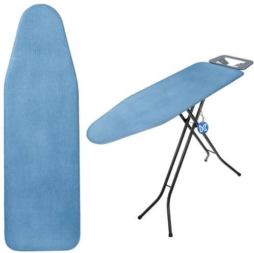KADAX Ironing Board Cover with Teflon Coating, Ironing Board Cover for Steam Irons, Replacement Ironing Board Cover with Sponge Pad (Blue)