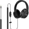 Joysico Cuffie con cavo extra lungo da 6 m per TV e PC con controllo del volume, cavo a spirale a molla, AUX da 3,5 mm, auricolari over-ear cablati per anziani con problemi di udito, cuffie grandi e