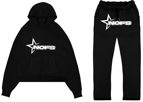 NOFS Jogginganzug Streetwear Buchstaben Drucklose Hoodies und Jogginghosen Tracksuit für Herren Y2K Männer Hip Hop Hose Trainingsanzüge Pullover Lässig Oberteile und Sporthosen