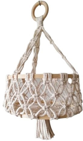 Makramee Obstkorb Camper - Camping Korb ideal für Vanlife WoMo - Vintage Boho Deko - Geschenk Hochzeit Geburtstag - Knotenliebe Wandbehang (Natur)