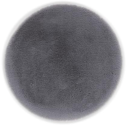 Astra Hochwertiger Kunstfell Teppich flauschig - Teppich Wohnzimmer - Hochflorteppich Lammfell Schaffell Accessoire - Dekofell grau Rund Ø 35 cm