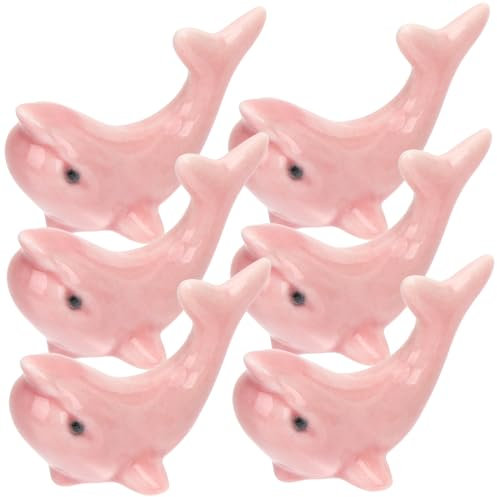 Cabilock 6 Pièces oreiller repose- mignon oreiller de porte-cuillère porte- chinois repose-fourchette en céramique Style cuillère en porcelaine rose