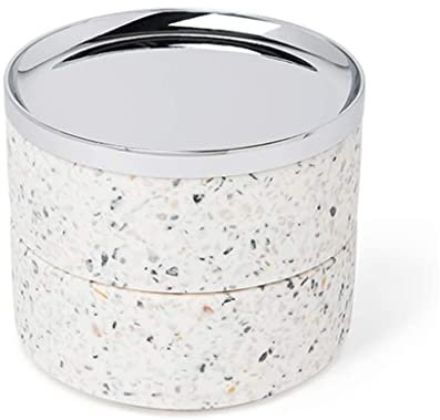 NOALED Joyero Caja De Joyería Organizador Almacenamiento De Joyas Caja Organizadora De Joyas De Vidrio Redonda De 2 Capas con Cubierta De Aleación De Metal Caja De Bandeja De Joyería Superponible F