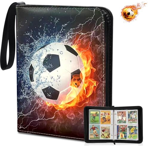 lafo Sammelalbum für Fußball Karten, 50 Seiten 400 Karten Fußball sammelalbum karten, Sammelalbum für Fußball Karten Album, Geeignet für Fußballkarten, Poker, Sportkarten
