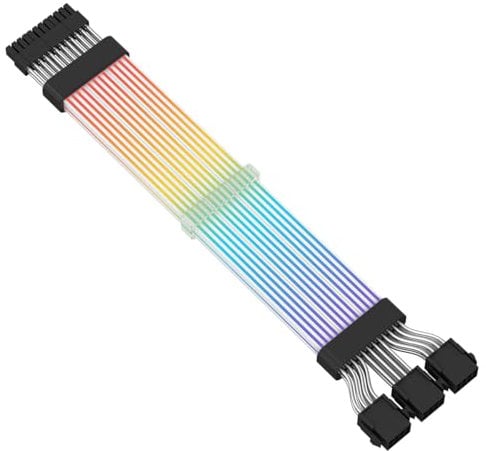 CiT Pro Addressable RGB Power Sleeved Extension Cable With 16.8 Million Colours, ARGB 3 x 8-Pin 18AWG ARGB Extension Cable, Power Supply Extension Cable For PCIe & GPU | White & Black