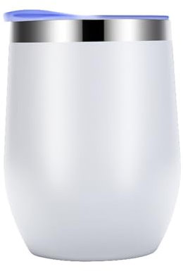 iFutniew Coquetier Double Couche en Acier Inoxydable, Tasse Isolée sous Vide, Vin Rouge, Coquetier, Gobelet à Café avec Couvercle Blanc