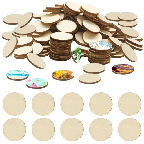 Alovez 400 Stück 2cm Runde Holzscheiben zum Basteln, Mini Holz Log Scheiben Rund 20mm Unbehandelte Naturholzscheiben für Hochzeit Dekoration DIY Handwerk Handarbeit Holz Etiketten