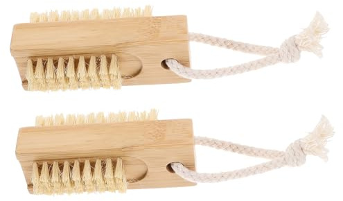 Ipetboom Spazzola per Unghie la Pulizia Sotto le Unghie 2 Pezzi in Bambù e Canapa Sisal Leggera e Facile da Tenere in Giardino e Durante i Viaggi