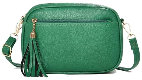 FULEI Tassel Crossbody Bag for Women Small Ladies Handbags with Zip | Lightweight Faux Leather Shoulder Bag with Adjustable & Detachable Crossover Strap, Smooth Zip Pockets