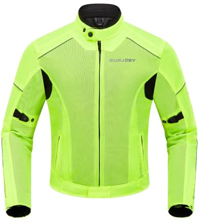 Burjosy Motorradjacke Sommer Herren mit Protektoren Motorrad Jacke Mesh Luftige Reflektierend Leichte