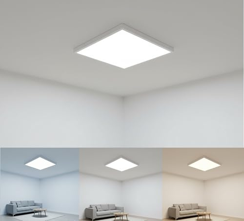 Braytron LED Deckenleuchte 600×600 mm – 30/40 / 50 W einstellbar – 3CCT (3000 K / 4000 K / 6500 K) – 5200 lm Backlite Panel – Ultradünne Deckenlampe 38 mm – für Wohnzimmer, Schlafzimmer, Küche, Flur