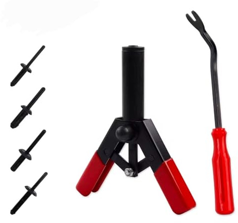 Remachadora para Remaches de Plástico con Sacagrapas y Set de 40 Remaches de Varios Tamaños Clips tapicería