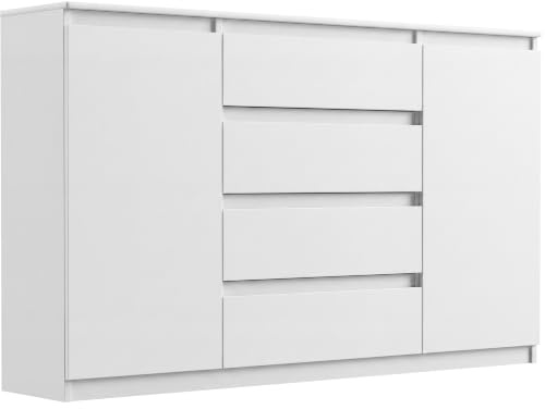 Framire Flurkommode mit Schubladen und Schränken, Weiß - 160 x 40 x 98 cm - Modern R-160-S4