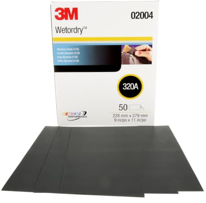 3-M Company 02004 9 x 11 Inch 320A Trimite Paper Sheets | Pack of 50 Sandpaper Sheets for Auto Sanding; Metal Sanding; Paint Prep
