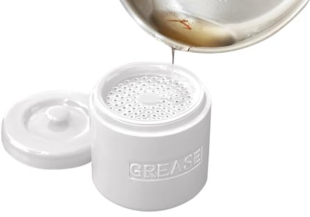 Fox Run 6238COM Porcelain Bacon Grease Container with Strainer, White