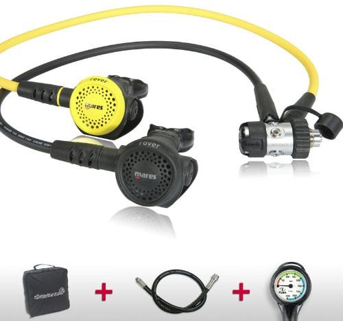 Mares Atemregler Komfort Sparset Rover 2S mit Oktopus, Atemreglertasche, Inflatorschlauch und Finimeter
