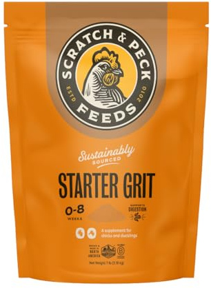Scratch and Peck Starter Grit Supplement for Chickens and Ducks - 7 lbs Bag - Essential Supplement for Gizzard and Digestive Health - Sustainably Sourced