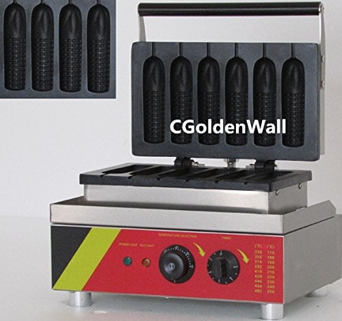 CGOLDENWALL 6pcs Commercial Hot Dog Waffle Maker Hot Dog Christmas Tree Shaped Waffle Machine Electric Muffin Waffle Machine No-Stick Waffle Baker NP-529