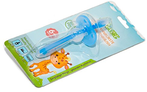 Erste Zahnbürste für Baby und Kleinkind aus Silikon mit Schutzring für eine gründliche Reinigung und Zahnfleischmassage (blau)