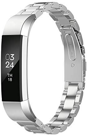 GreenInsync Fitbit Alta Bands Metall, Special Edition Fitbit Alta HR Edelstahl Bands verstellbar Ersatz Zubehör Armband Kleine groß für Alta Armband Damen Herren Mädchen Jungen, Q1-03 Metal-Silver