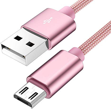 NWNK13® Compatible for Huawei P smart 2019 rose 2m Micro USB Charging & Sync cord Fast Charge USB to Micro USB Cable Lead Nylon Braided