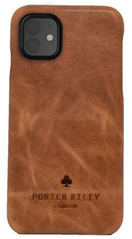 PORTER RILEY - Leather Case for iPhone 11 (6.1). Premium Genuine Leather Slimline Back Case (Tan)
