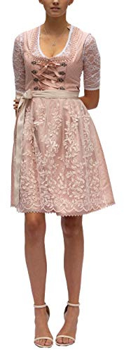 Traje tradicional tirolés con diseño de flores, 2 piezas, 545GT Rosa. 38