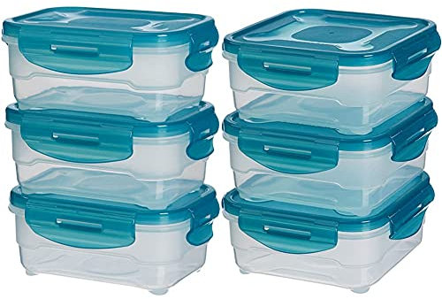 Amazon Basics Set di Contenitori per Alimenti, 3 Pezzi da 0,80 L & Set di Contenitori per Alimenti,3 Pezzi da 0,60 L