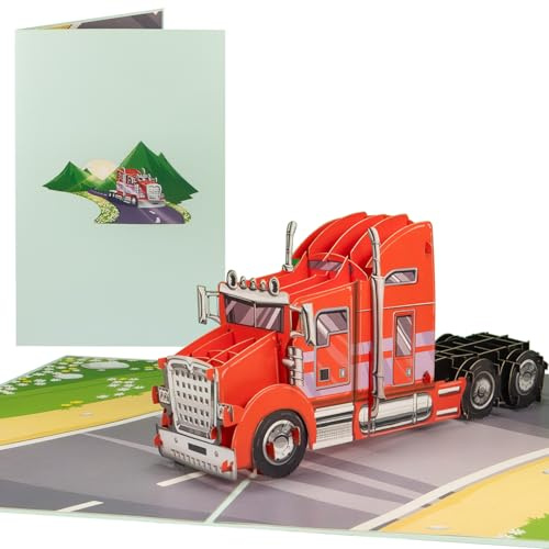 Sweetpopup® Pop Up Karte LKW - 3D Geburtstagskarte für Trucker & LKW Fans | LKW Geldgeschenk - für Trucker, Berufskraftfahrer, Fernfahrer, Geburtstag, Gutschein