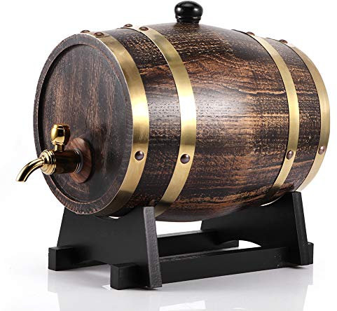 3L Weinfass Faß Wein Eichenfass 30 x 19 x 25 cm Retro Style Eiche Wein Holzfass mit Bock Stopfen Zapfhahn für Rotwein Brandy Whisky Lagerung