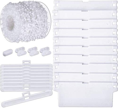 35ST Vertikaljalousien Zubehör für 89mm Jalousien, 10m Rollokette, 12ST Lamellenvorhänge Beschwerungsplatten, 12ST Lamellen Aufhänger, 10ST Kettenverbinder, geeignet für 3,5 Zoll/89mm Jalousie