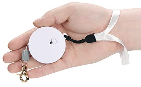 Einziehbare Hundeleine für kleine Hunde Katzen bis zu 5 kg mit 2 m starkem Anti-Zug-Nylonband, freihändige Mini- und tragbare Spazierleine mit Handschlaufe, Einhandbremse, weiß, rund