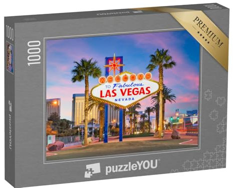 puzzleYOU: Puzzle 1000 Teile „Welcome to Las Vegas-Schild in der Abenddämmerung“ – aus der Puzzle-Kollektion Las Vegas