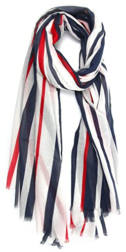 Schal Cannes breit, mit maritimen Streifen 100cm x 180cm