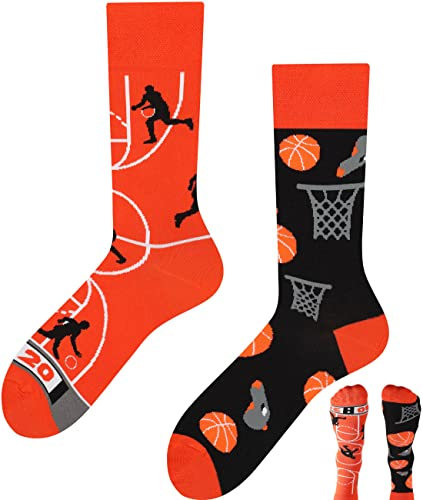 TODO Lustige Socken Herren und Damen, Coole Socken mit Motiv - Bunte, Mehrfarbige, Verrückte (43-46, Basketball)