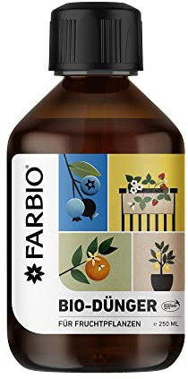 FARBIO® flüssiger organischer Allzweckdünger für Obstpflanzen im Innen- und Außenbereich mit natürlichen organischen Stoffen zur Erhaltung gesunder Böden , 250ml