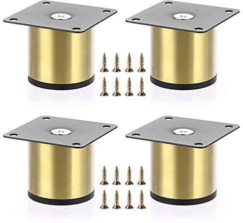 IGNPION 4Pcs 2'' Gold Furniture Feet, Aluminum Alloy Sofa Furniture Cabinet Riser DIY Furniture Replacement Legs for TV Cabinet Ottoman Sofa Cupboard