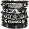 Tashce 5 Stück Men Lederarmband Punk Geflochtenen Seil, Punk Geflochtenes Armband für Männer Alloy Bracelet Bangle Wristband, Rock Gothic Deko Verstellba (Pentagramm)