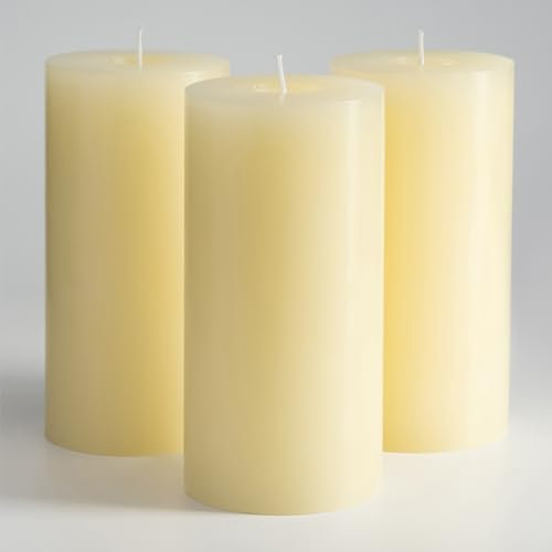 Memoward Stumpenkerzen Creme,Kerzen Groß 3er Set,Lange Brenndauer ca.75+ Std,Saubere Verbrennung,Unparfümiert,für Haushalt,Feiern und Gastronomie Deko,(7.5 x 15 cm-3er, Creme)
