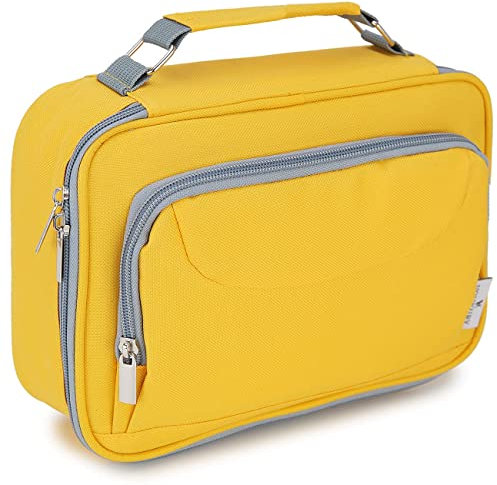 VX VONXURY Federmäppchen, großes Fassungsvermögen Federtasche, tragbarer Stift-Organizer mit 2 abnehmbaren Ebenen, 54 Stück, Maeppchen für Schule, Büro, Uni, gelb, Make-up-Tasche