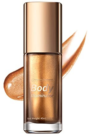 Ofanyia Face Body Luminizer, Waterproof Long-lasting Smooth Shimmer Face Body Glow Illuminator, Bronzer Smooth Shine Liquid Foundation, Waterproof Moisturizing Body Highlighter (03# BRONZE GOLD)