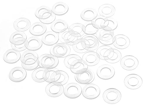 QUARKZMAN M6 Plastique Ronde Plate Rondelle Joint x 50 Pièces Nylon Rondelle Ronde Plate Rondelle Joint Joint Anneau pour Verre Porte Poignée, Transparent