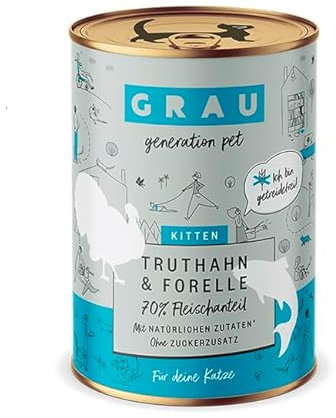 Grau – das Original – Nassfutter für Katzen - Kitten - Truthahn & Forelle, 1er Pack (1 x 400 g)