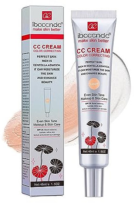 Centella Asiatica Color Correcting CC Cream Foundation Full Coverage Unsichtbare Poren Langanhaltendes Makeup Feuchtigkeitsspendende CC Creme für natürlich strahlende Haut (#2 Light, 45ml)