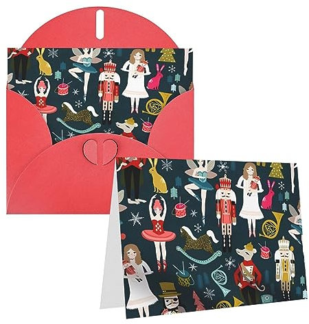 Women's Nutcracker Ballet Xmas Dance Greeting Cards with Envelopes Blank Birthday Card Mother's Day Card Christmas Halloween Wedding Blank Note Cards All Occasion Greeting Cards Thank You Cards