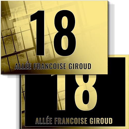 Numéro de Maison | Numéro de rue aluminium | OR 160 x 110 | Matériaux durables et inoxydables | Fabriqué en France
