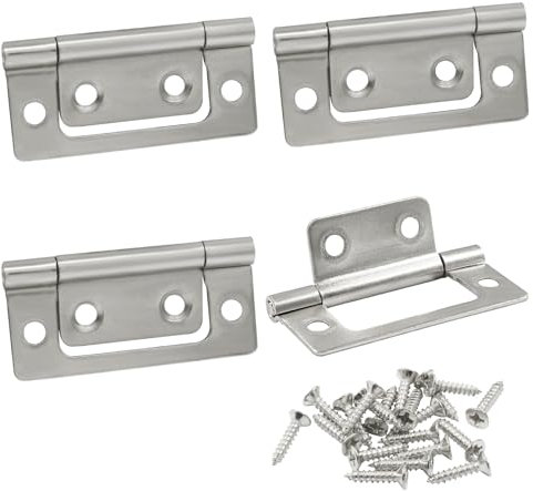 Murtenze 4 cerniere per porte senza mortasa, 2 x 2,3 cm, cerniere per porte a due ante per mobili, finestre, armadi, complete di viti